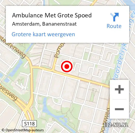 Locatie op kaart van de 112 melding: Ambulance Met Grote Spoed Naar Amsterdam, Bananenstraat op 30 oktober 2019 16:22