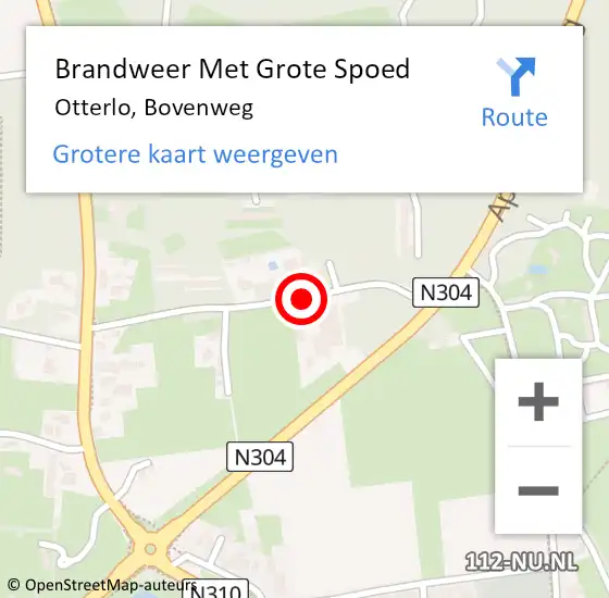 Locatie op kaart van de 112 melding: Brandweer Met Grote Spoed Naar Otterlo, Bovenweg op 30 oktober 2019 16:46