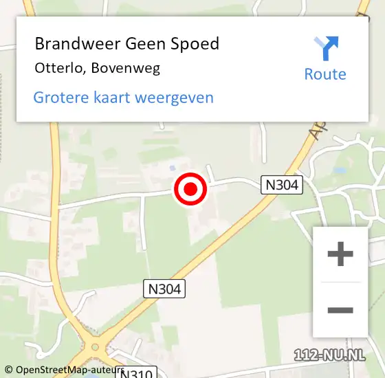 Locatie op kaart van de 112 melding: Brandweer Geen Spoed Naar Otterlo, Bovenweg op 30 oktober 2019 17:01