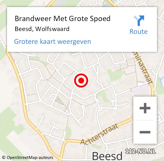 Locatie op kaart van de 112 melding: Brandweer Met Grote Spoed Naar Beesd, Wolfswaard op 30 oktober 2019 17:16