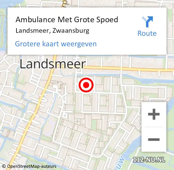 Locatie op kaart van de 112 melding: Ambulance Met Grote Spoed Naar Landsmeer, Zwaansburg op 30 oktober 2019 17:18