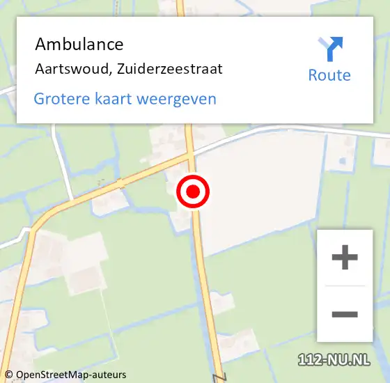 Locatie op kaart van de 112 melding: Ambulance Aartswoud, Zuiderzeestraat op 30 oktober 2019 17:42