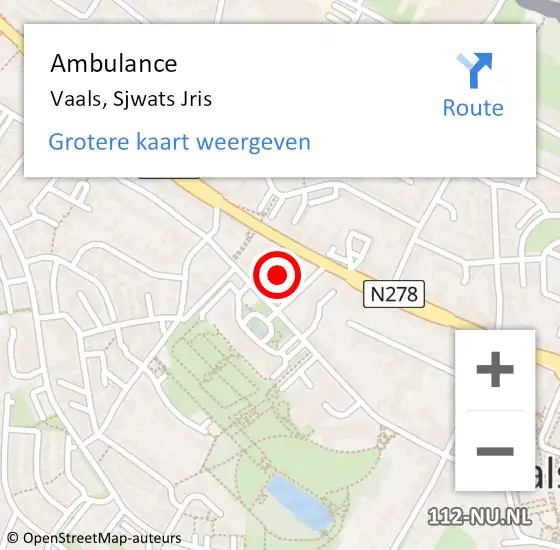 Locatie op kaart van de 112 melding: Ambulance Vaals, Sjwats Jris op 18 april 2014 09:35