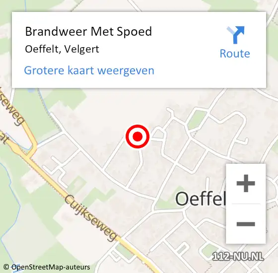 Locatie op kaart van de 112 melding: Brandweer Met Spoed Naar Oeffelt, Velgert op 30 oktober 2019 17:46