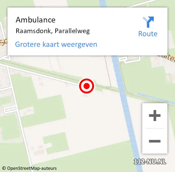 Locatie op kaart van de 112 melding: Ambulance Raamsdonk, Parallelweg op 30 oktober 2019 17:48