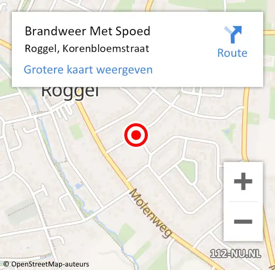 Locatie op kaart van de 112 melding: Brandweer Met Spoed Naar Roggel, Korenbloemstraat op 30 oktober 2019 18:18