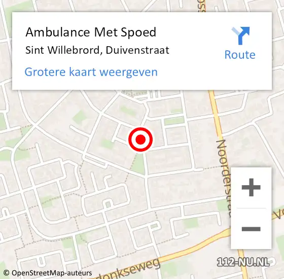 Locatie op kaart van de 112 melding: Ambulance Met Spoed Naar Sint Willebrord, Duivenstraat op 30 oktober 2019 18:40