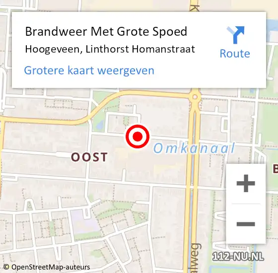 Locatie op kaart van de 112 melding: Brandweer Met Grote Spoed Naar Hoogeveen, Linthorst Homanstraat op 30 oktober 2019 19:50