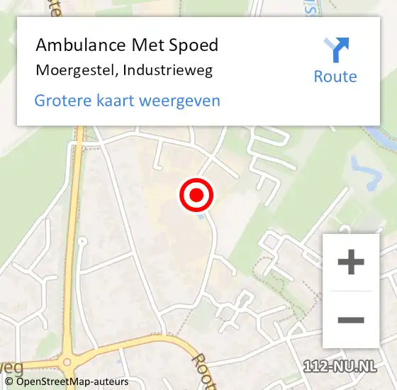 Locatie op kaart van de 112 melding: Ambulance Met Spoed Naar Moergestel, Industrieweg op 30 oktober 2019 20:11