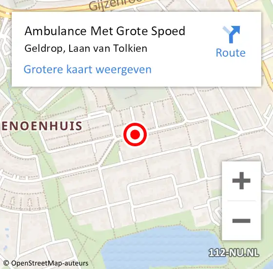 Locatie op kaart van de 112 melding: Ambulance Met Grote Spoed Naar Geldrop, Laan Van Tolkien op 30 oktober 2019 20:43