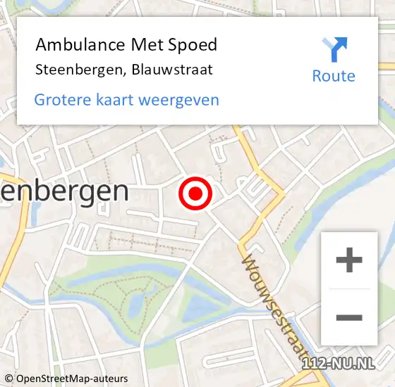 Locatie op kaart van de 112 melding: Ambulance Met Spoed Naar Steenbergen, Blauwstraat op 31 oktober 2019 04:23