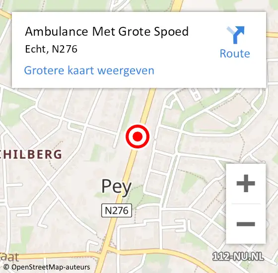 Locatie op kaart van de 112 melding: Ambulance Met Grote Spoed Naar Echt, N276 op 31 oktober 2019 06:05