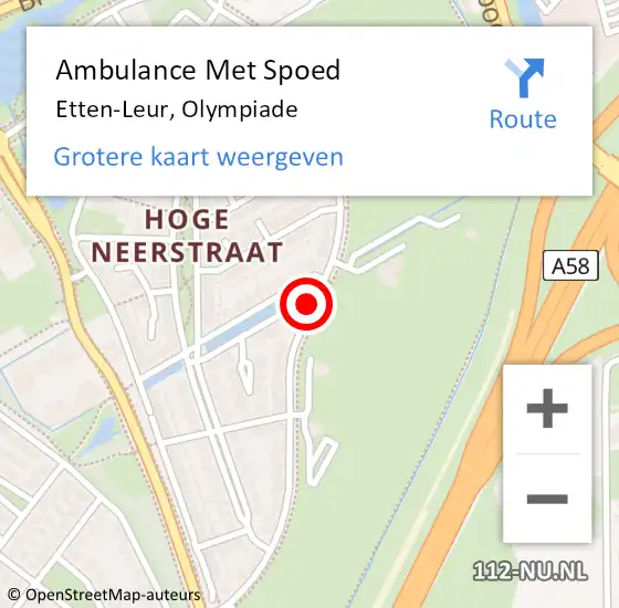 Locatie op kaart van de 112 melding: Ambulance Met Spoed Naar Etten-Leur, Olympiade op 31 oktober 2019 07:40