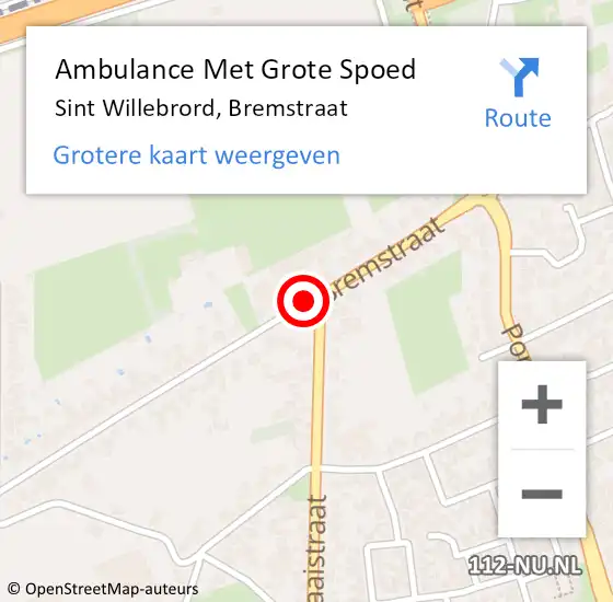 Locatie op kaart van de 112 melding: Ambulance Met Grote Spoed Naar Sint Willebrord, Bremstraat op 31 oktober 2019 07:52