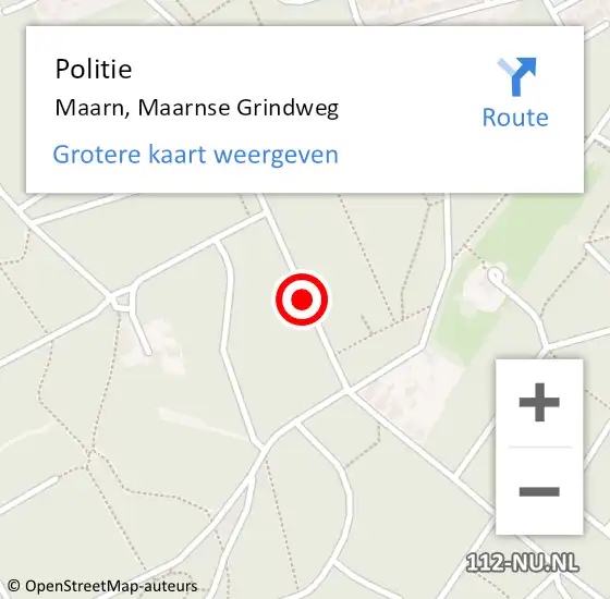 Locatie op kaart van de 112 melding: Politie Maarn, Maarnse Grindweg op 31 oktober 2019 07:55