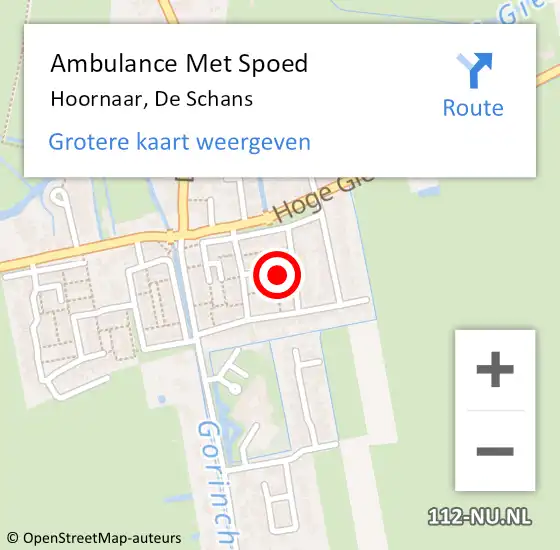 Locatie op kaart van de 112 melding: Ambulance Met Spoed Naar Hoornaar, De Schans op 31 oktober 2019 08:02