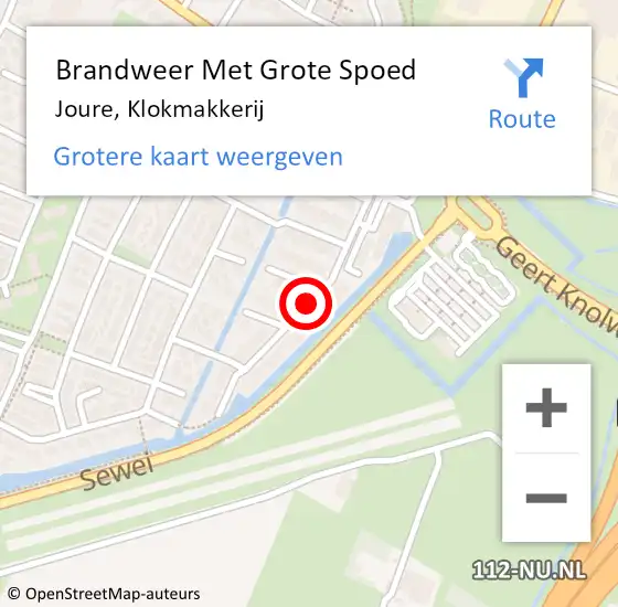 Locatie op kaart van de 112 melding: Brandweer Met Grote Spoed Naar Joure, Klokmakkerij op 31 oktober 2019 08:20