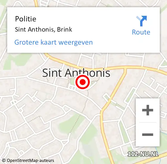 Locatie op kaart van de 112 melding: Politie Sint Anthonis, Brink op 31 oktober 2019 08:52