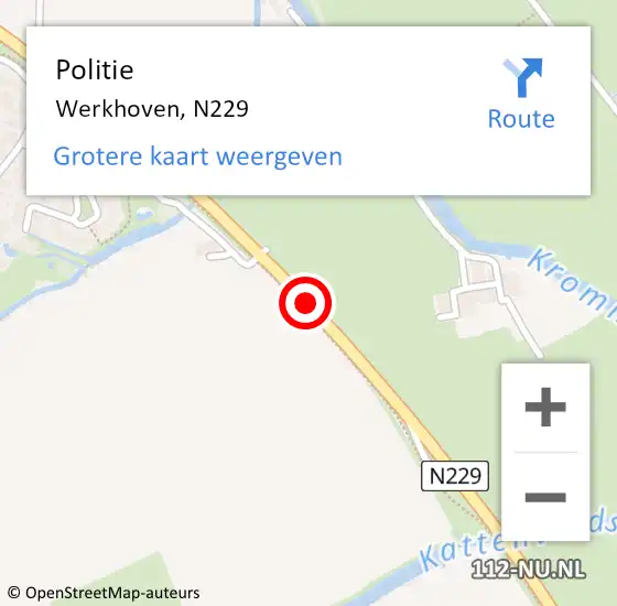 Locatie op kaart van de 112 melding: Politie Werkhoven, N229 op 31 oktober 2019 08:57