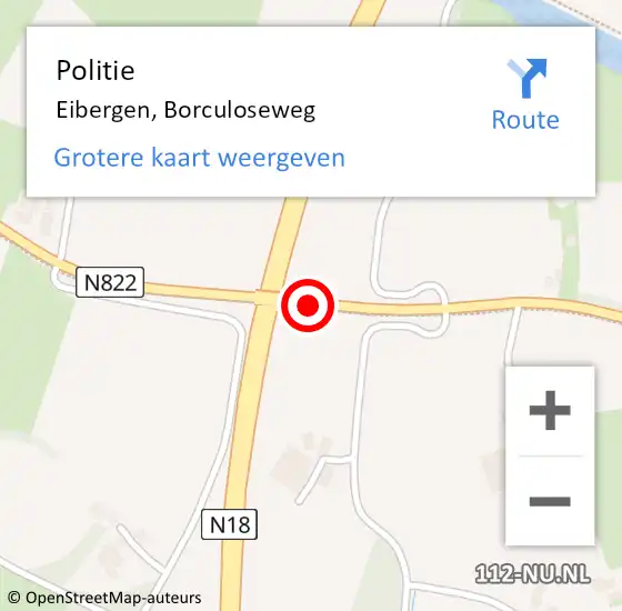 Locatie op kaart van de 112 melding: Politie Eibergen, Borculoseweg op 31 oktober 2019 09:27