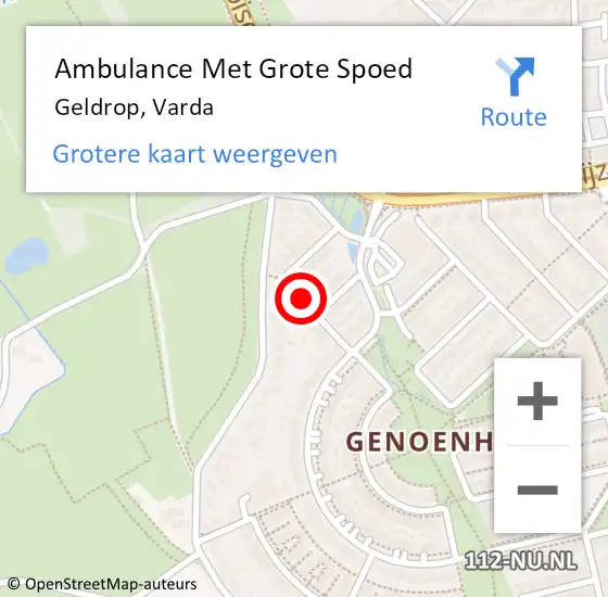 Locatie op kaart van de 112 melding: Ambulance Met Grote Spoed Naar Geldrop, Varda op 31 oktober 2019 09:31