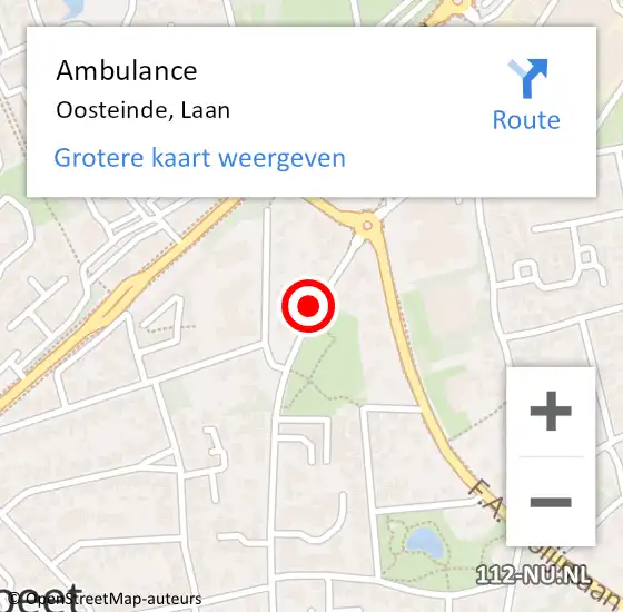 Locatie op kaart van de 112 melding: Ambulance Oosteinde, Laan op 31 oktober 2019 09:49