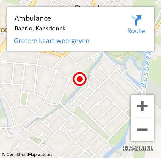 Locatie op kaart van de 112 melding: Ambulance Baarlo, Kaasdonck op 18 april 2014 10:29