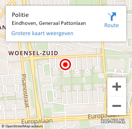 Locatie op kaart van de 112 melding: Politie Eindhoven, Generaal Pattonlaan op 31 oktober 2019 10:04