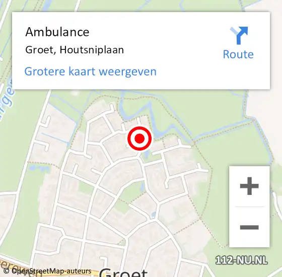 Locatie op kaart van de 112 melding: Ambulance Groet, Houtsniplaan op 31 oktober 2019 10:19