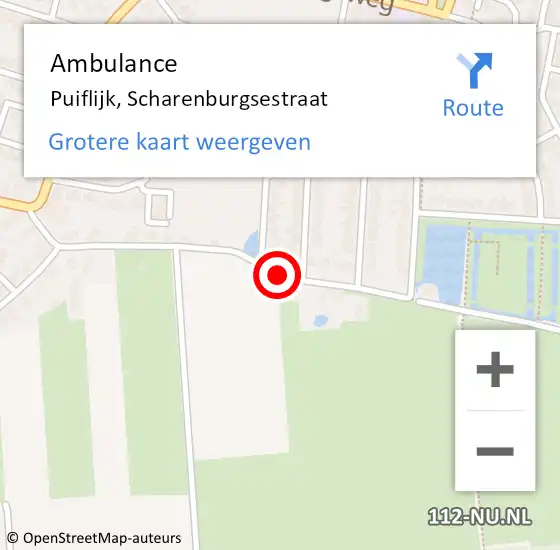 Locatie op kaart van de 112 melding: Ambulance Puiflijk, Scharenburgsestraat op 31 oktober 2019 10:56