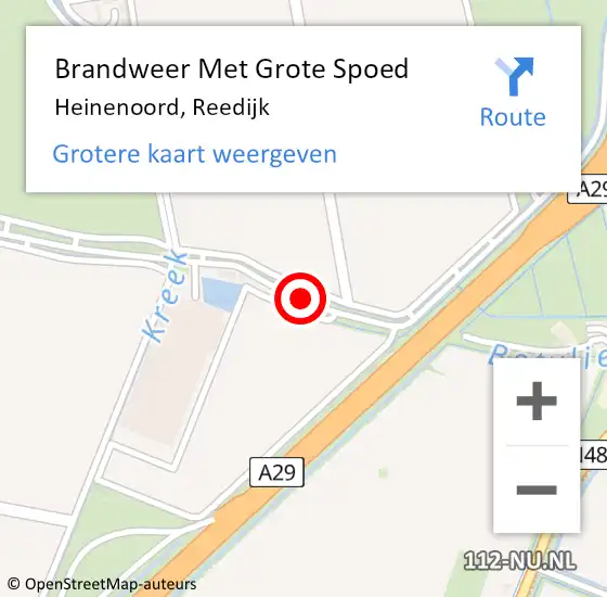 Locatie op kaart van de 112 melding: Brandweer Met Grote Spoed Naar Heinenoord, Reedijk op 31 oktober 2019 11:00