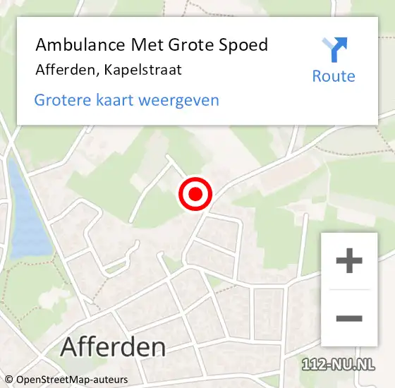 Locatie op kaart van de 112 melding: Ambulance Met Grote Spoed Naar Afferden, Kapelstraat op 31 oktober 2019 11:13