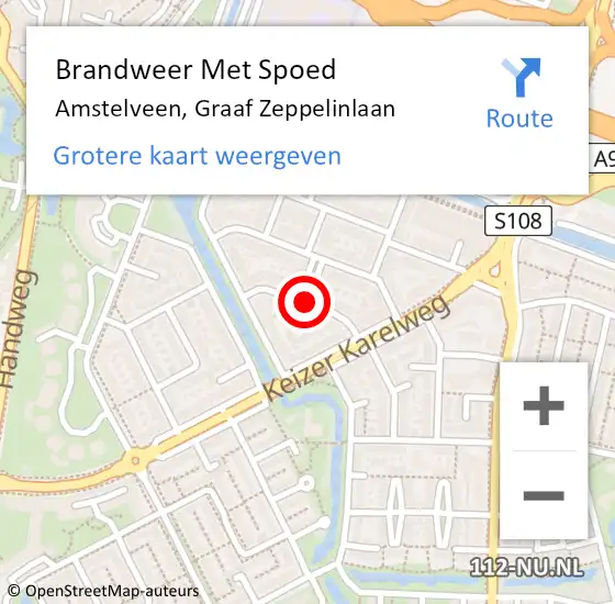 Locatie op kaart van de 112 melding: Brandweer Met Spoed Naar Amstelveen, Graaf Zeppelinlaan op 31 oktober 2019 11:52