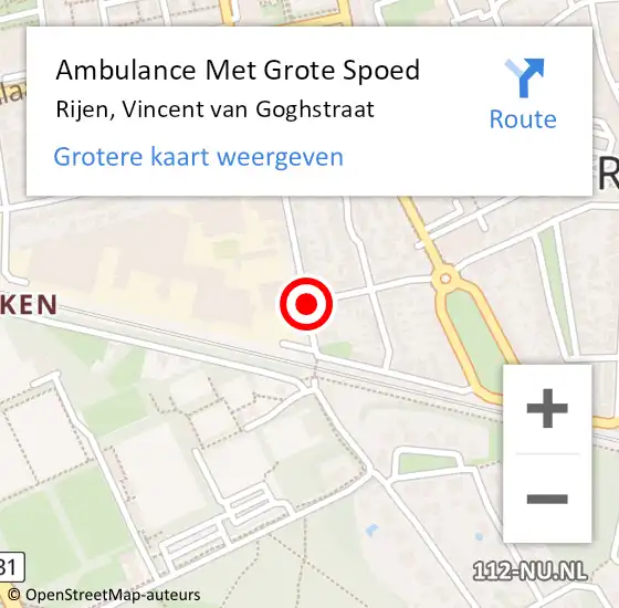 Locatie op kaart van de 112 melding: Ambulance Met Grote Spoed Naar Rijen, Vincent van Goghstraat op 31 oktober 2019 11:54