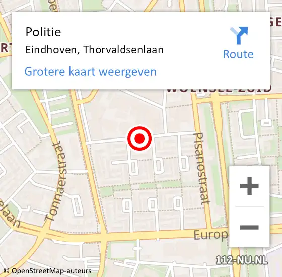 Locatie op kaart van de 112 melding: Politie Eindhoven, Thorvaldsenlaan op 31 oktober 2019 12:01