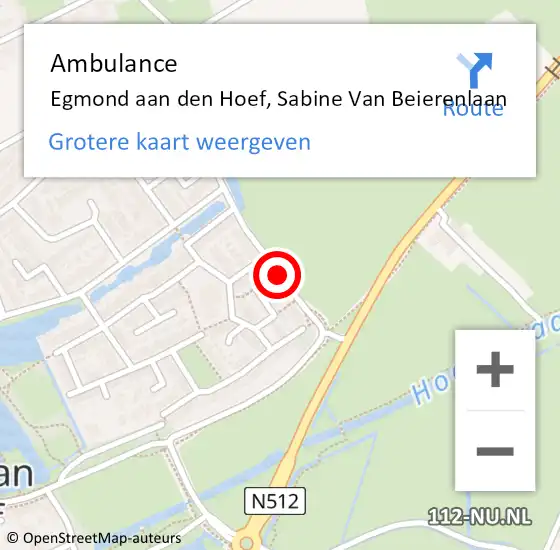 Locatie op kaart van de 112 melding: Ambulance Egmond aan den Hoef, Sabine Van Beierenlaan op 31 oktober 2019 12:10