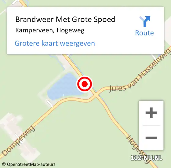 Locatie op kaart van de 112 melding: Brandweer Met Grote Spoed Naar Kamperveen, Hogeweg op 7 september 2013 20:48