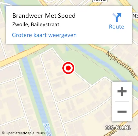 Locatie op kaart van de 112 melding: Brandweer Met Spoed Naar Zwolle, Baileystraat op 31 oktober 2019 12:46