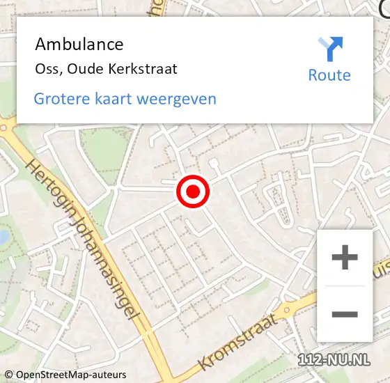 Locatie op kaart van de 112 melding: Ambulance Oss, Oude Kerkstraat op 31 oktober 2019 12:50