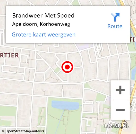 Locatie op kaart van de 112 melding: Brandweer Met Spoed Naar Apeldoorn, Korhoenweg op 31 oktober 2019 13:11