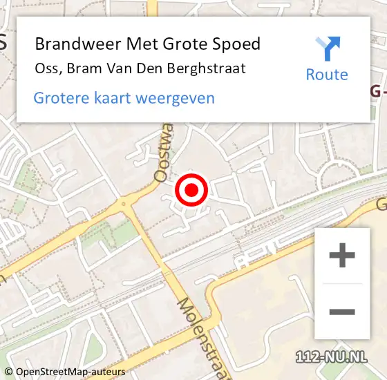 Locatie op kaart van de 112 melding: Brandweer Met Grote Spoed Naar Oss, Bram Van Den Berghstraat op 31 oktober 2019 13:57