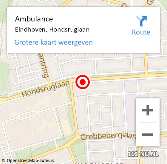 Locatie op kaart van de 112 melding: Ambulance Eindhoven, Hondsruglaan op 31 oktober 2019 14:00
