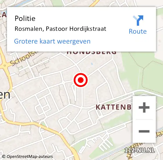 Locatie op kaart van de 112 melding: Politie Rosmalen, Pastoor Hordijkstraat op 31 oktober 2019 15:19