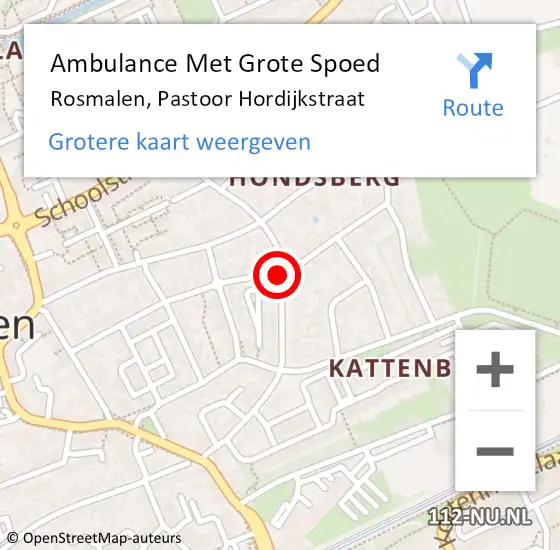 Locatie op kaart van de 112 melding: Ambulance Met Grote Spoed Naar Rosmalen, Pastoor Hordijkstraat op 31 oktober 2019 15:27
