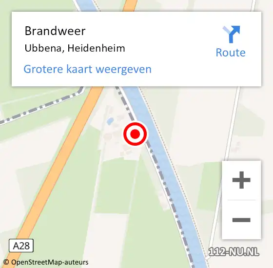 Locatie op kaart van de 112 melding: Brandweer Ubbena, Heidenheim op 31 oktober 2019 16:02