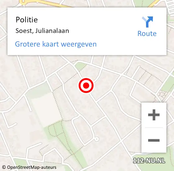 Locatie op kaart van de 112 melding: Politie Soest, Julianalaan op 31 oktober 2019 16:05