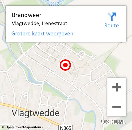 Locatie op kaart van de 112 melding: Brandweer Vlagtwedde, Irenestraat op 31 oktober 2019 16:20