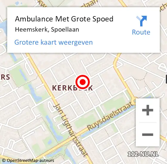 Locatie op kaart van de 112 melding: Ambulance Met Grote Spoed Naar Heemskerk, Spoellaan op 31 oktober 2019 16:47