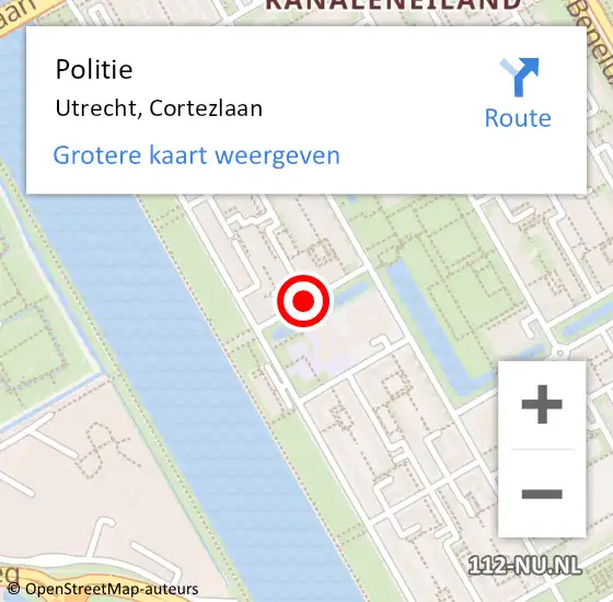 Locatie op kaart van de 112 melding: Politie Utrecht, Cortezlaan op 31 oktober 2019 17:06