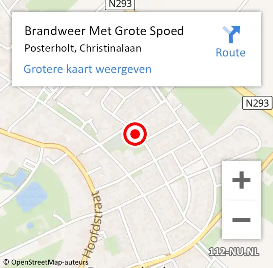 Locatie op kaart van de 112 melding: Brandweer Met Grote Spoed Naar Posterholt, Christinalaan op 31 oktober 2019 18:14